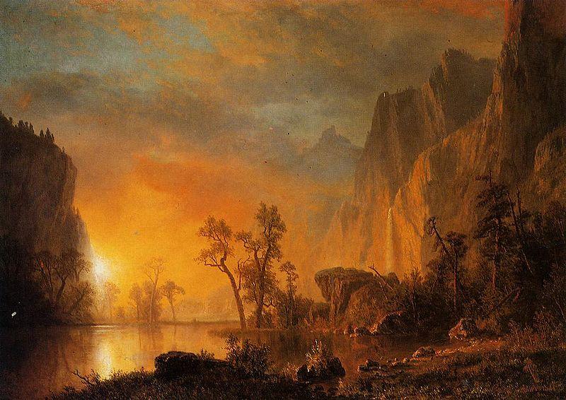 Albert Bierstadt Sunset in the Rockies oil painting image